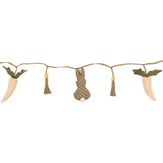 4Ft Beige & White Carrot & Plush Easter Bunny Garland By Northlight in Brown | 4 ft | Michaels®